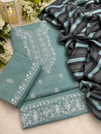 3-Piece Marina Winter Suit – Cross Stitch Kurta & Jacquard Chadar