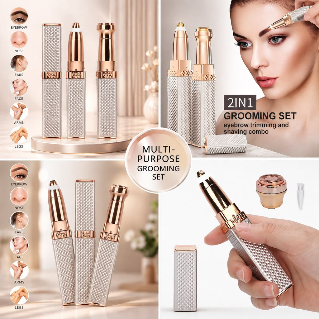 Premium Square 2-in-1 Eyebrow & Facial Hair Remover – Painless with Box