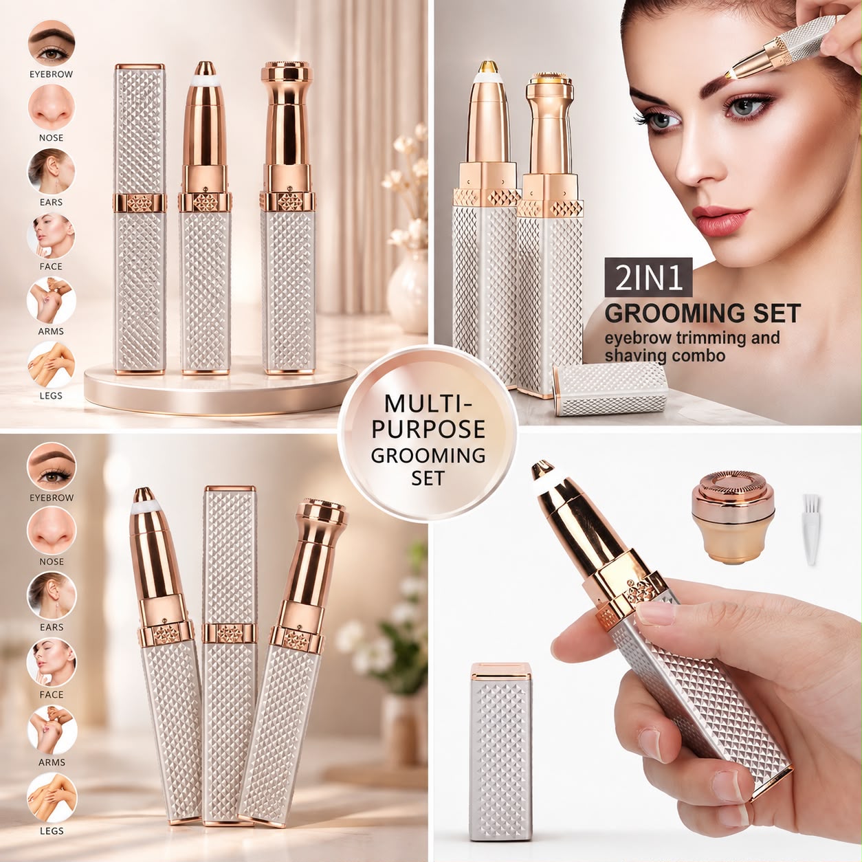 Premium Square 2-in-1 Eyebrow & Facial Hair Remover – Painless with Box