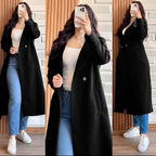 Winter Double Fleece Long Button Coat – Cross Pockets