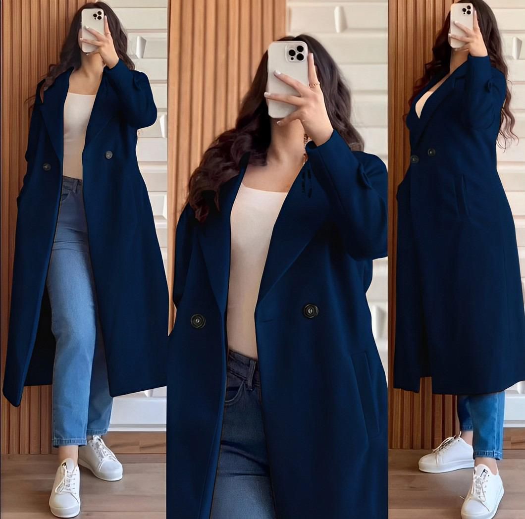 Winter Double Fleece Long Button Coat – Cross Pockets