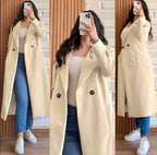 Winter Double Fleece Long Button Coat – Cross Pockets