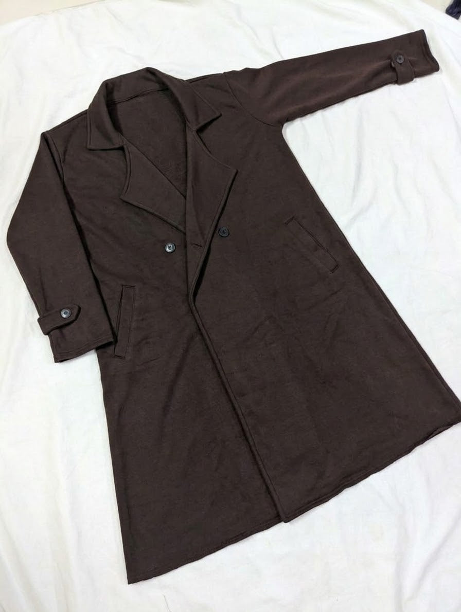 Winter Double Fleece Long Button Coat – Cross Pockets