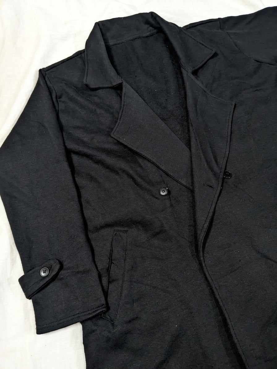 Winter Double Fleece Long Button Coat – Cross Pockets