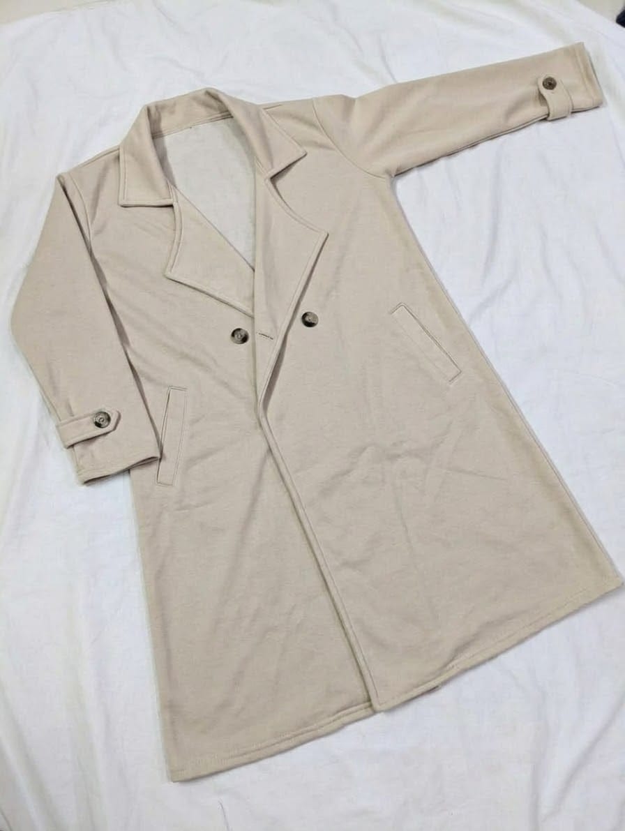 Winter Double Fleece Long Button Coat – Cross Pockets