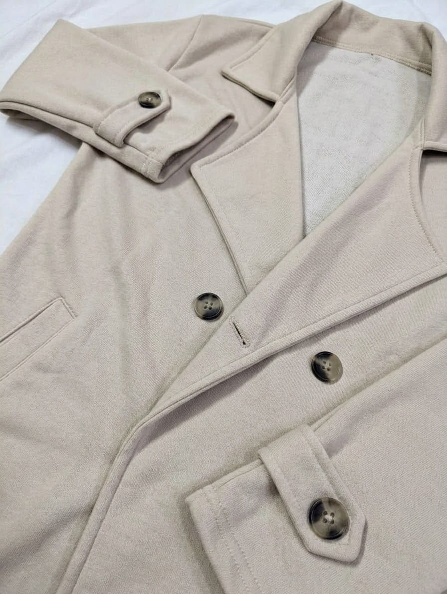 Winter Double Fleece Long Button Coat – Cross Pockets