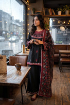 3-Piece Embroidered Soft Cotton Suit – Farshee Salwar & Digital Munar Dupatta