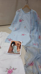 3-Piece Embroidered Soft Cotton Suit – Farshee Salwar & Digital Munar Dupatta | Vol 2