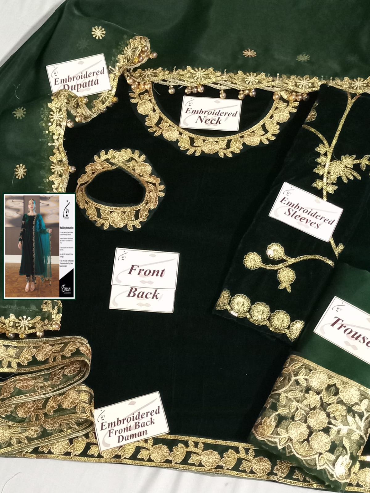 Unstitched Velvet Suit with Embroidered Organza Dupatta – Back on Demand!