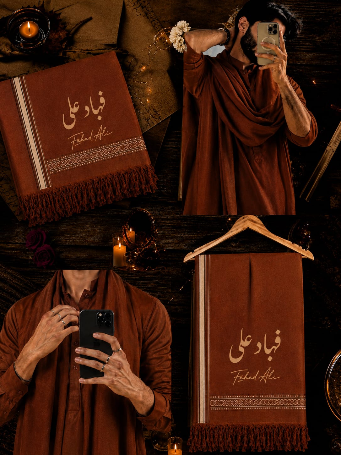Personalized Wool Pashmina Shawl for Men – Custom Name Print