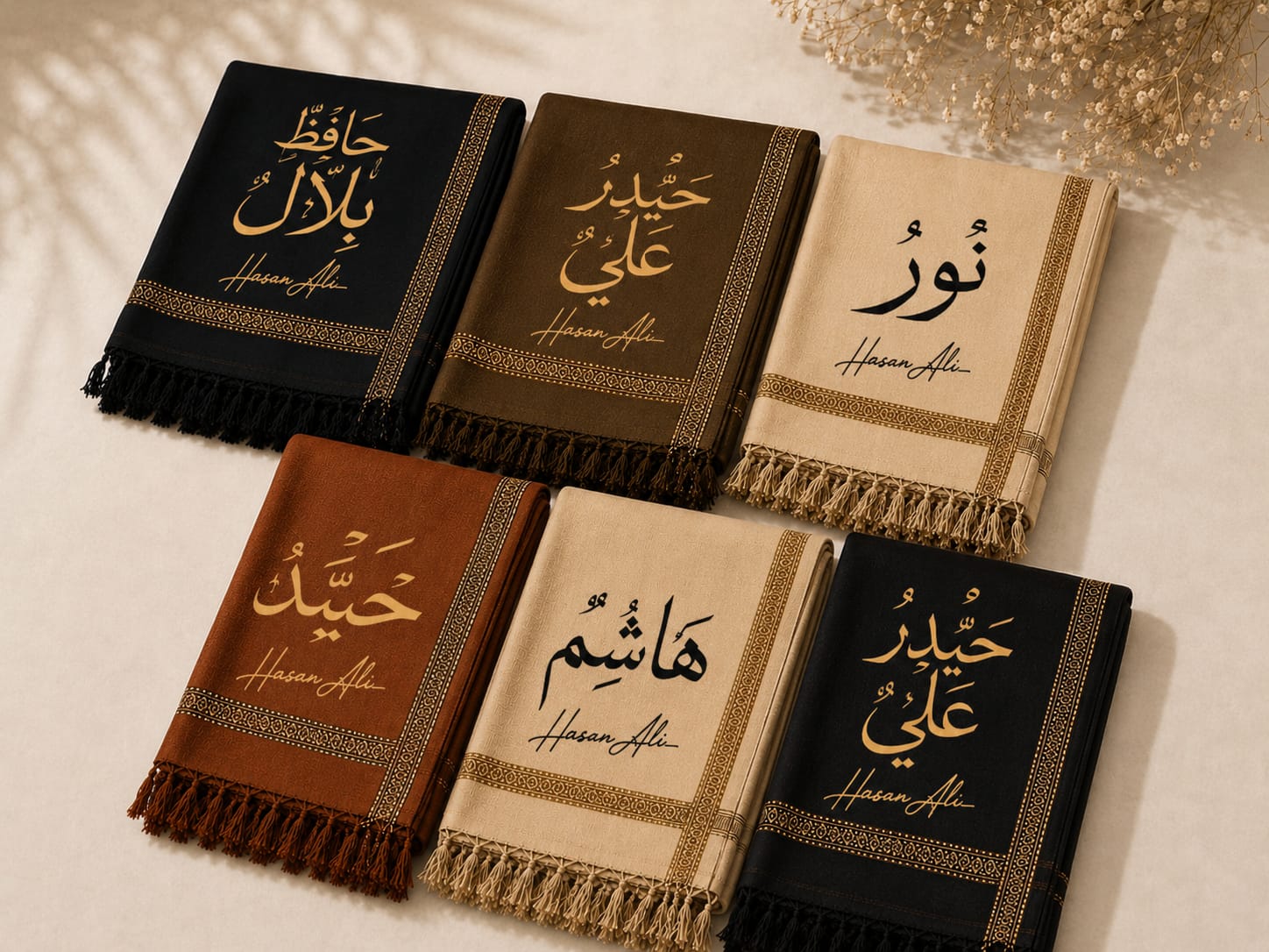 Personalized Wool Pashmina Shawl for Men – Custom Name Print