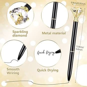 Customise Golden Diamond Pen with Interchangeable Crystal Tops