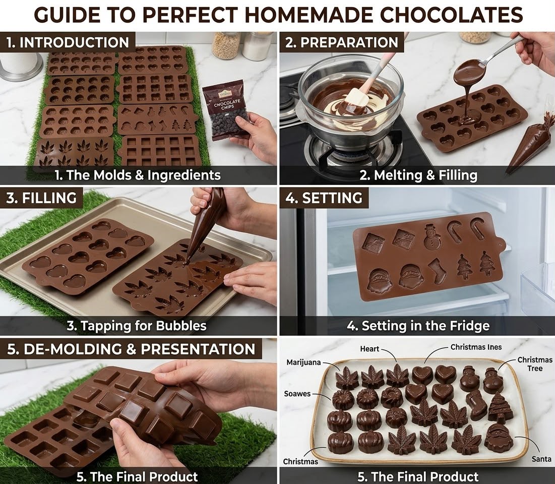 Pack of 3 Silicon Chocolate Molds – Flexible Non-Stick Candy & Baking Molds | Random Designs
