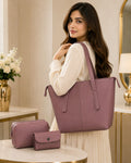 Elegant 3-Piece Tote Bag Set – Tote + Pouch + Mini Wallet