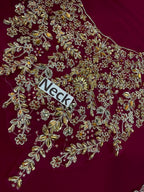 Luxury 3-Piece Unstitched Chiffon Suit – Heavy Adda Work & Organza Dupatta