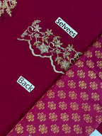 Luxury 3-Piece Unstitched Chiffon Suit – Heavy Adda Work & Organza Dupatta