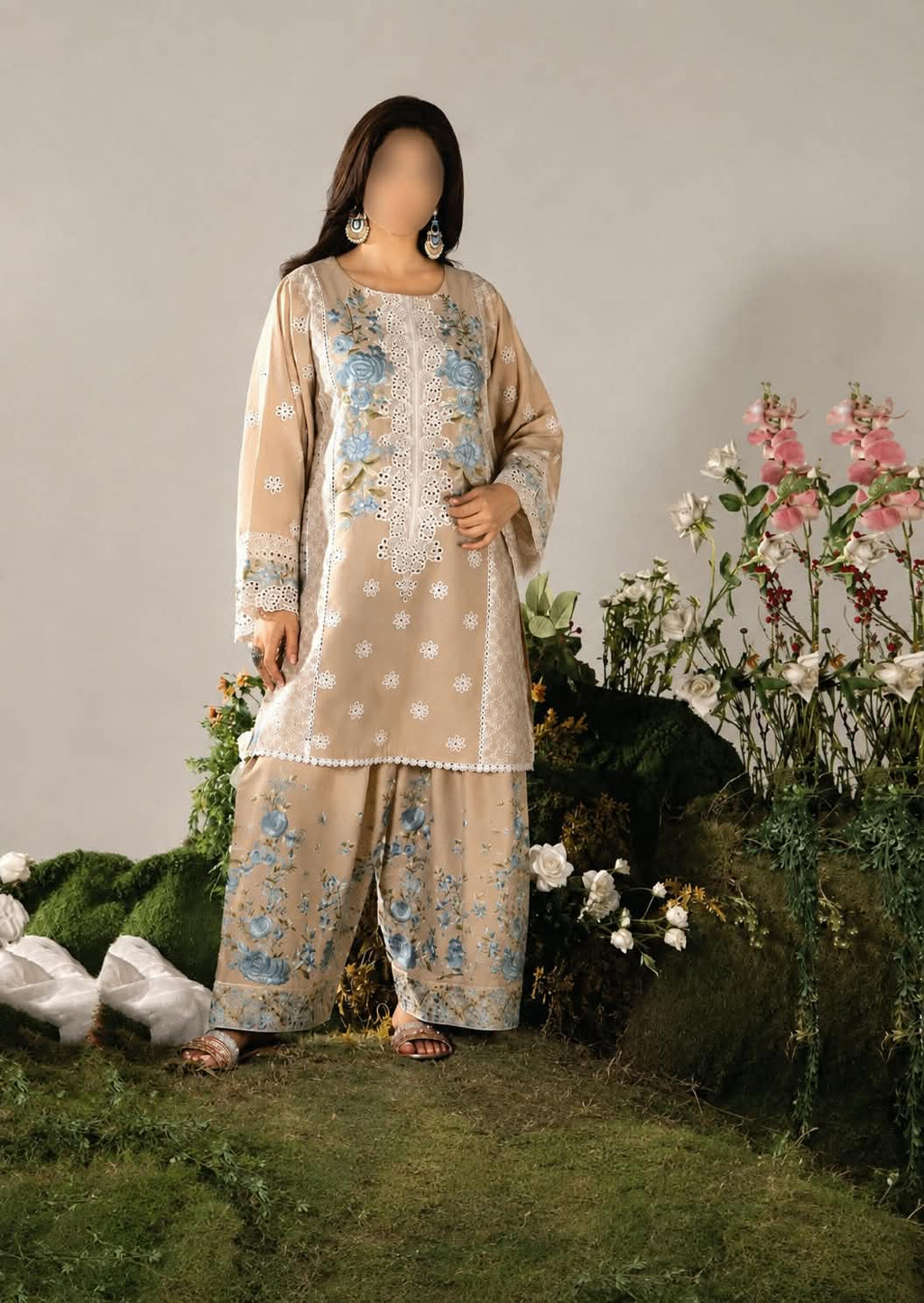 Trending 2-Piece Embroidered Soft Cotton Suit – Printed Farshee Salwar