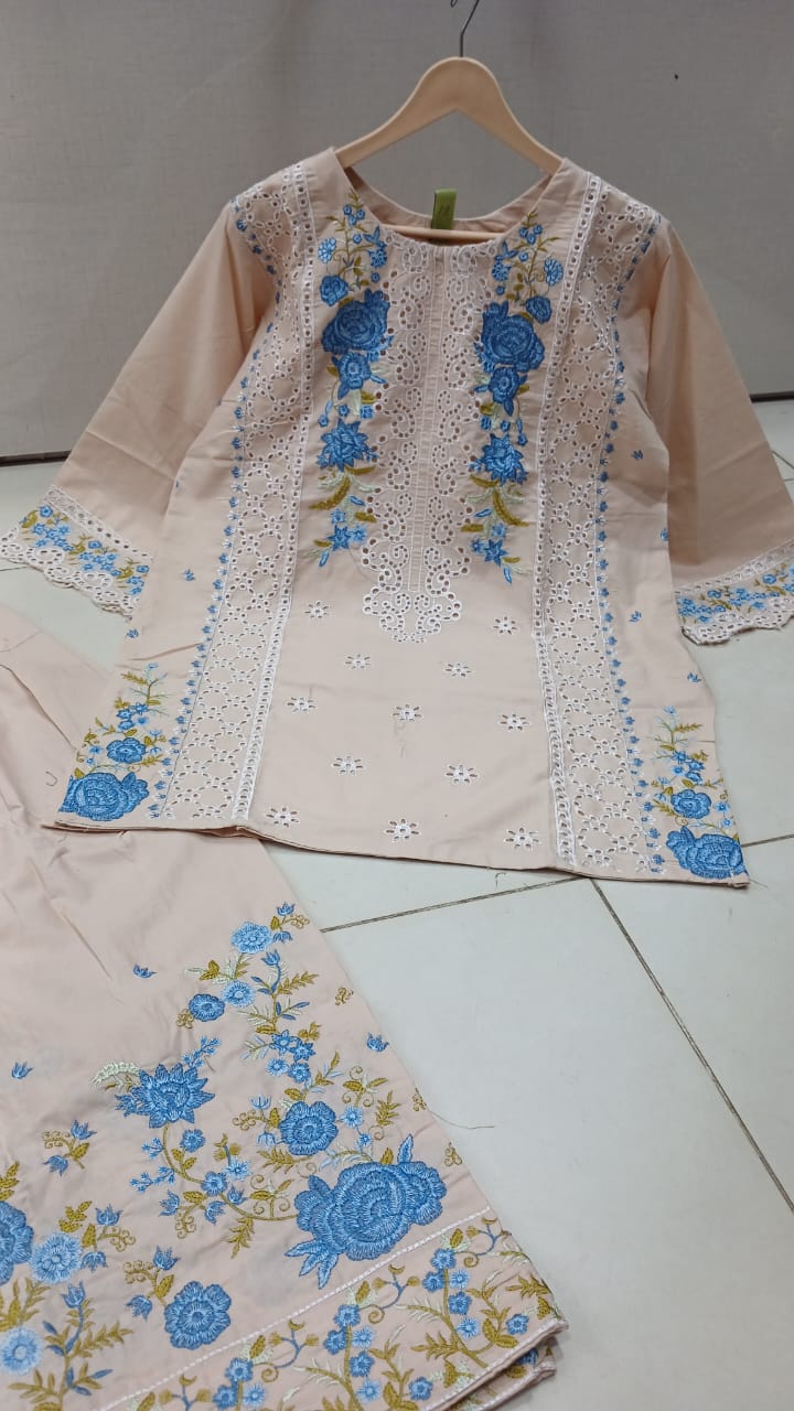 Trending 2-Piece Embroidered Soft Cotton Suit – Printed Farshee Salwar