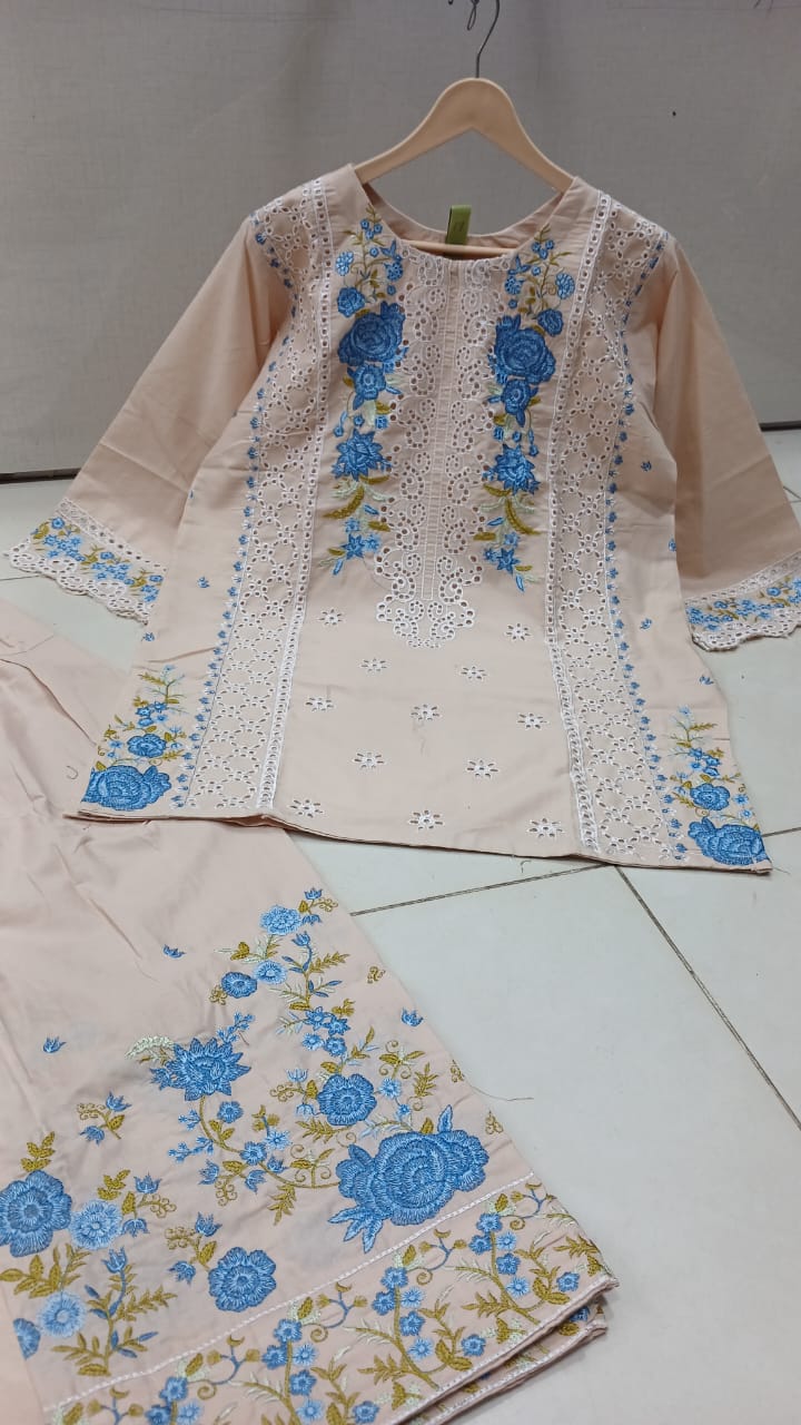 Trending 2-Piece Embroidered Soft Cotton Suit – Printed Farshee Salwar