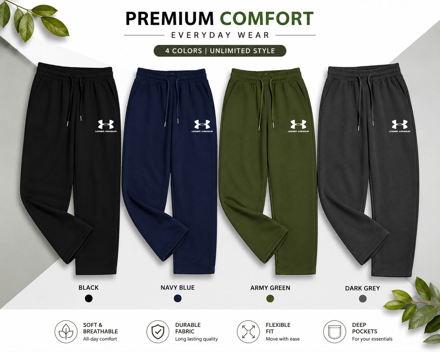 Men's Stylish Cotton Jersey Trouser – 4 Colors | M to XL 🔥