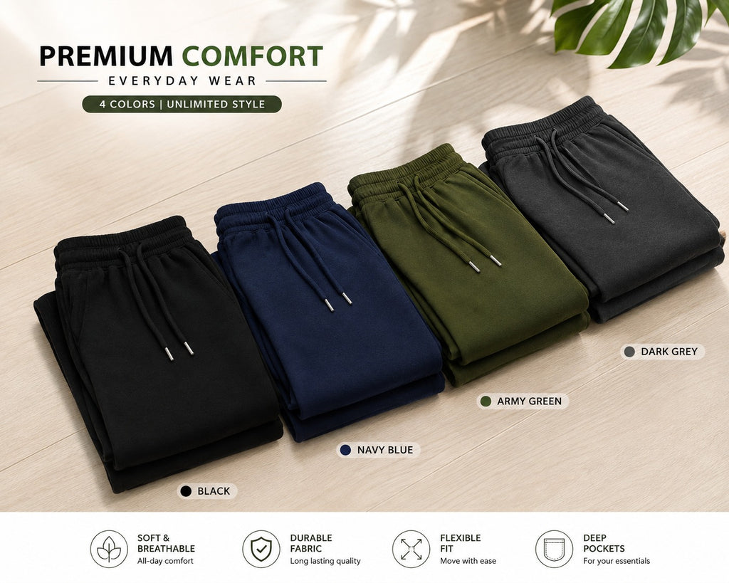 Men's Stylish Cotton Jersey Trouser – 4 Colors | M to XL 🔥