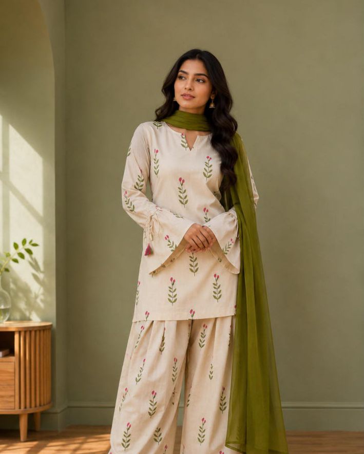 Trending 3-Piece Digital Printed Doria Lawn Farshi Shalwar Suit – Dori Work