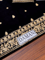 Embroidered Chiffon Suit – Malai Trouser & 4-Side Kiran Lace Dupatta | Festive Wear