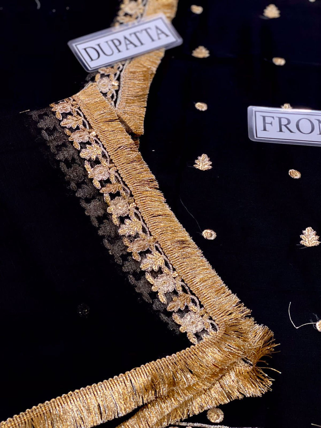 Embroidered Chiffon Suit – Malai Trouser & 4-Side Kiran Lace Dupatta | Festive Wear