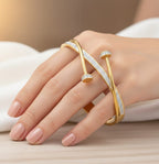Openable Stainless Steel Zircon Handcuff Bracelet for Women