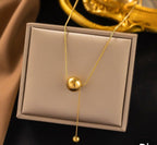 Delicate Stainless Steel Up-Down Pendant Necklace for Women