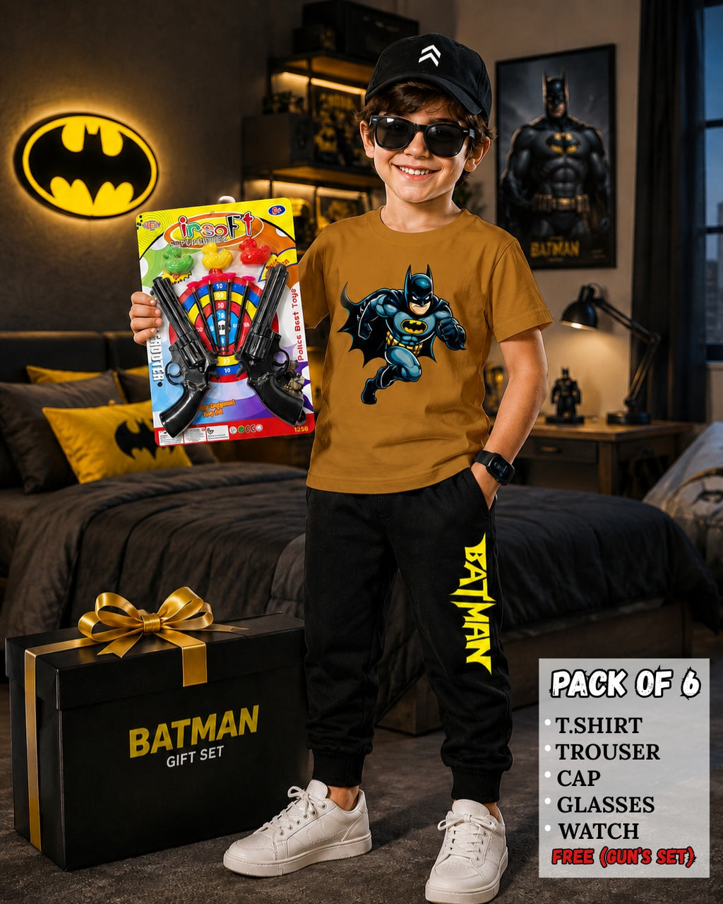 Kids Pack of 6 Outfit Deal – T-Shirt, Trouser & Accessories Bundle