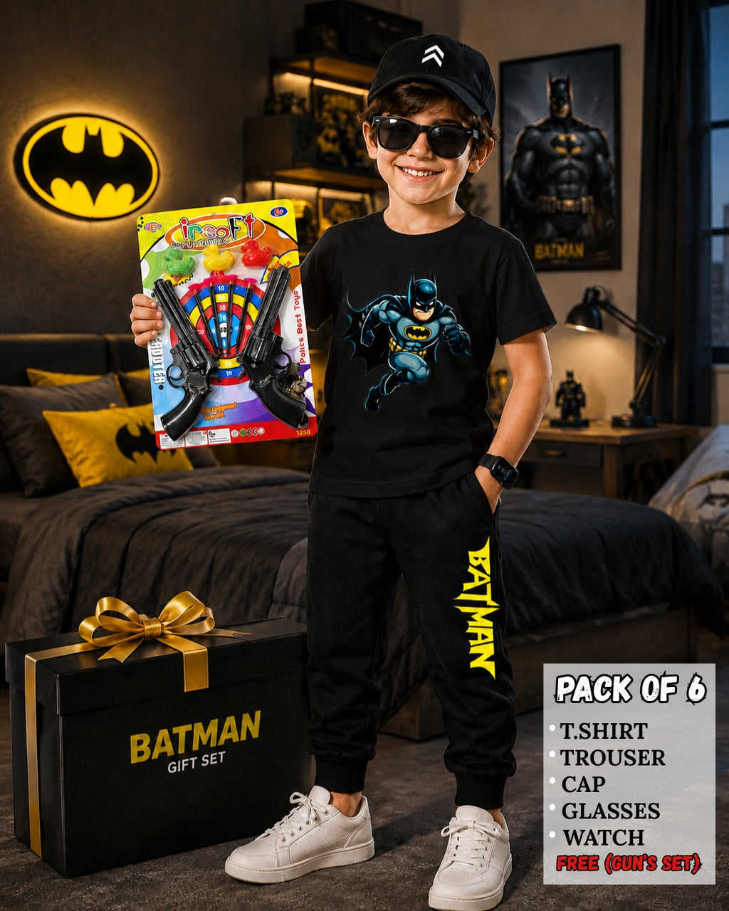 Kids Pack of 6 Outfit Deal – T-Shirt, Trouser & Accessories Bundle
