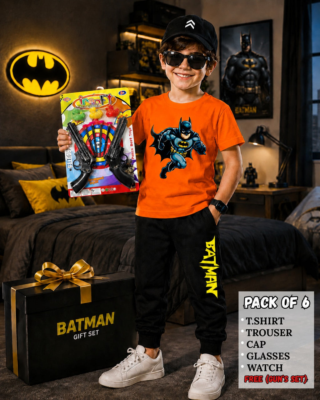 Kids Pack of 6 Outfit Deal – T-Shirt, Trouser & Accessories Bundle