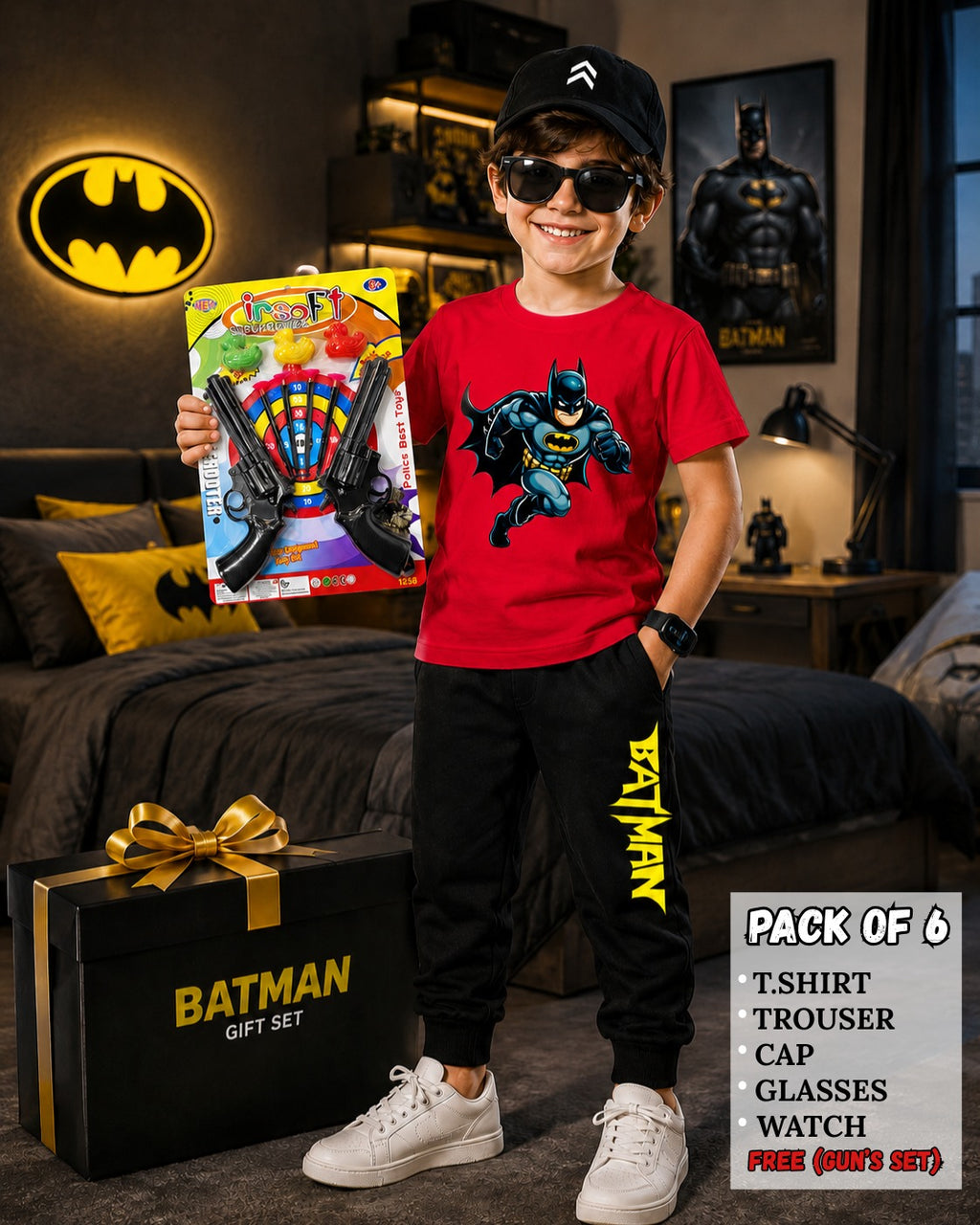 Kids Pack of 6 Outfit Deal – T-Shirt, Trouser & Accessories Bundle
