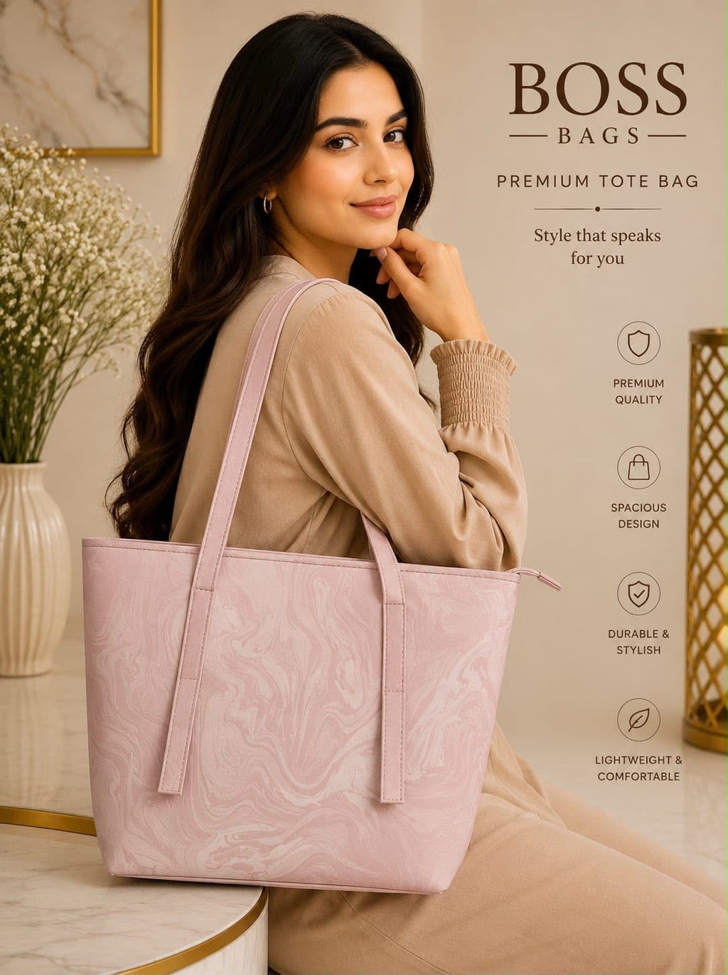 Premium Glossy Tote Bag for Women & Daily Use