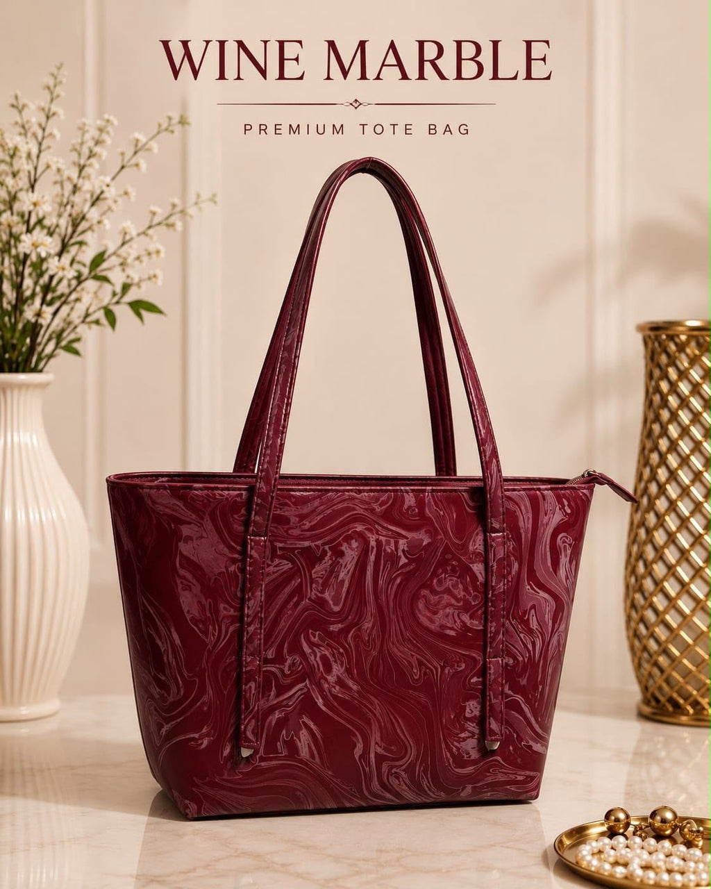 Premium Glossy Tote Bag for Women & Daily Use