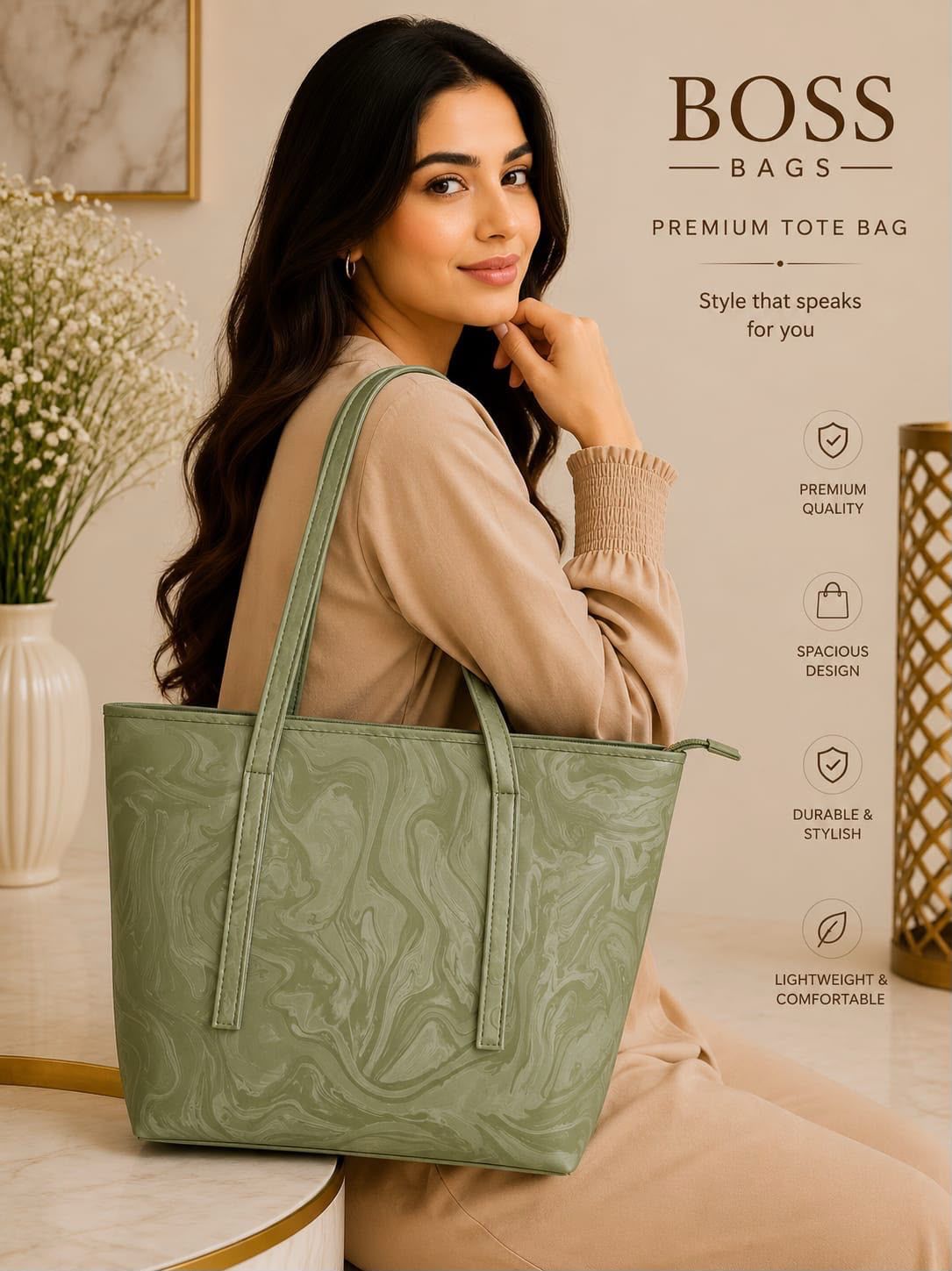 Premium Glossy Tote Bag for Women & Daily Use