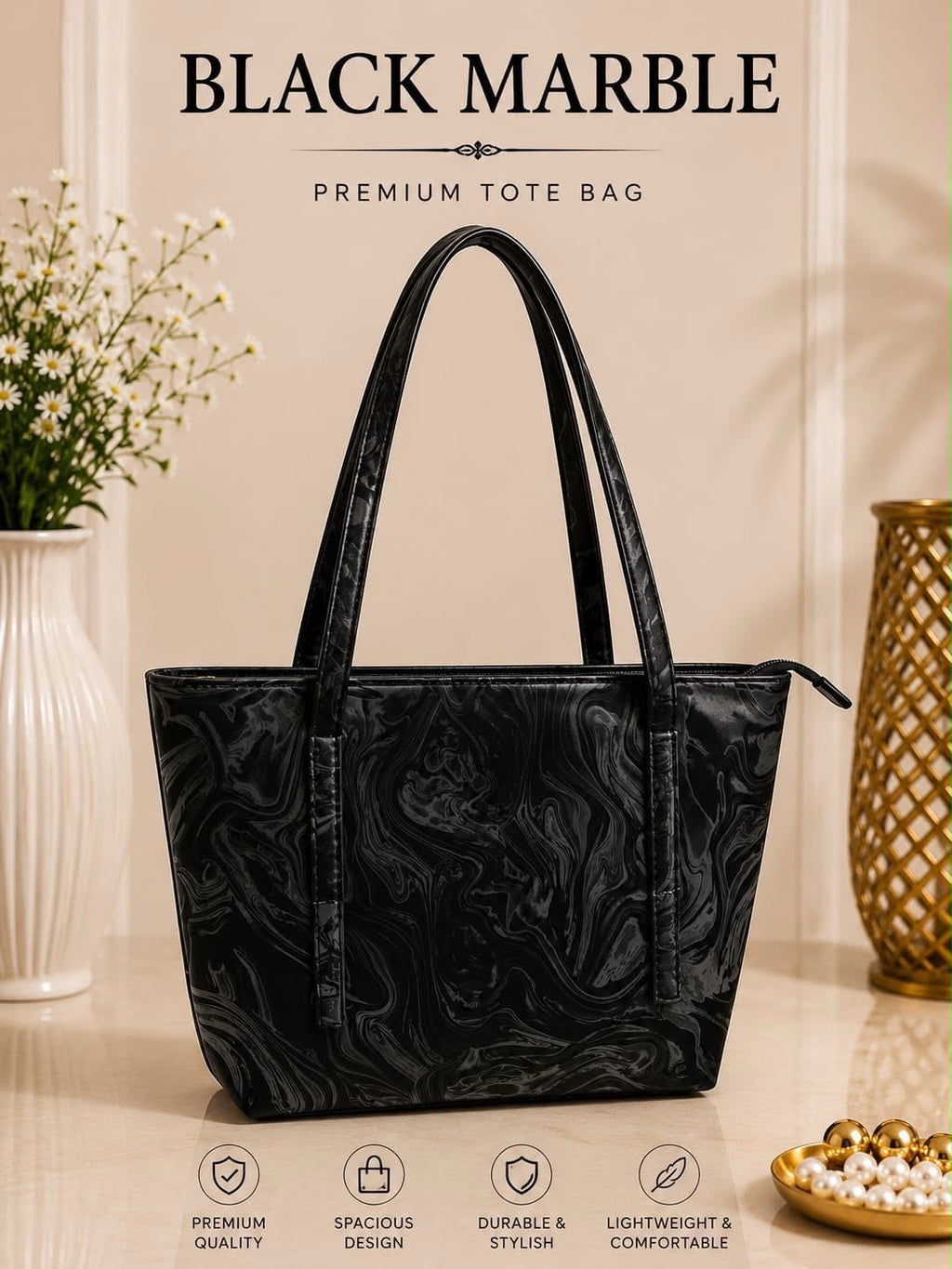 Premium Glossy Tote Bag for Women & Daily Use