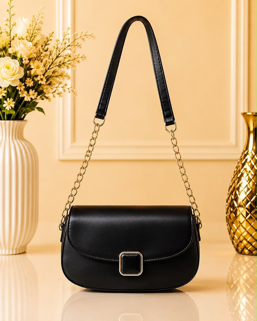 Stylish D-Lock Crossbody Shoulder Bag for Girls – Long Belt | Medium Size