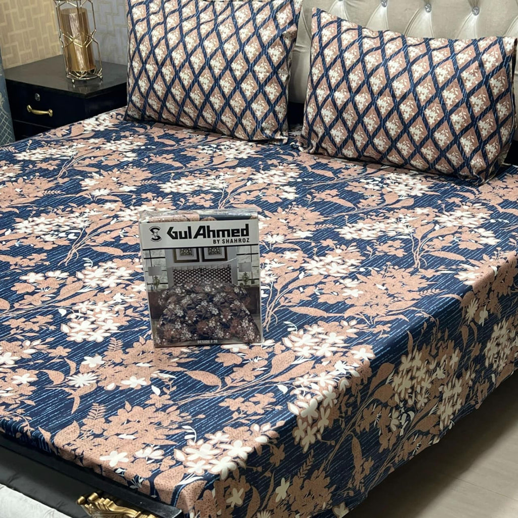 Premium King Size Cotton Mix Full Printed Bedsheet Set – 3-Piece | Gift Pack