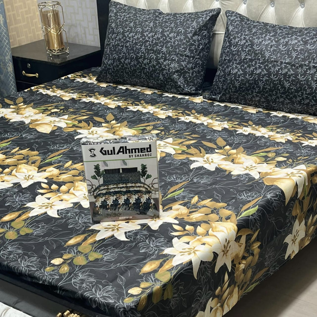 3-Piece King Size Cotton Mix Printed Bedsheet Set