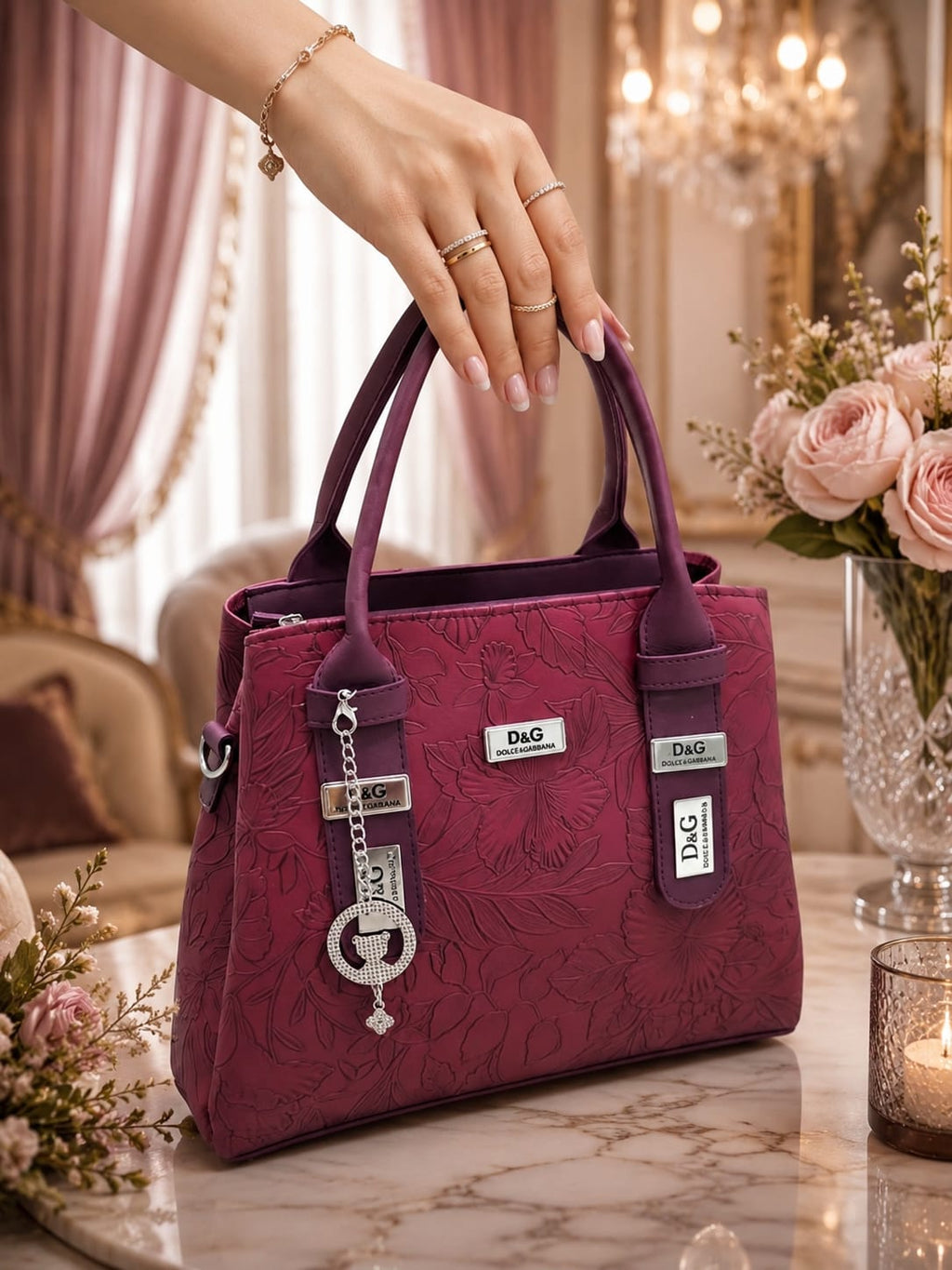 Elegant Floral Printed Premium Ladies Handbag
