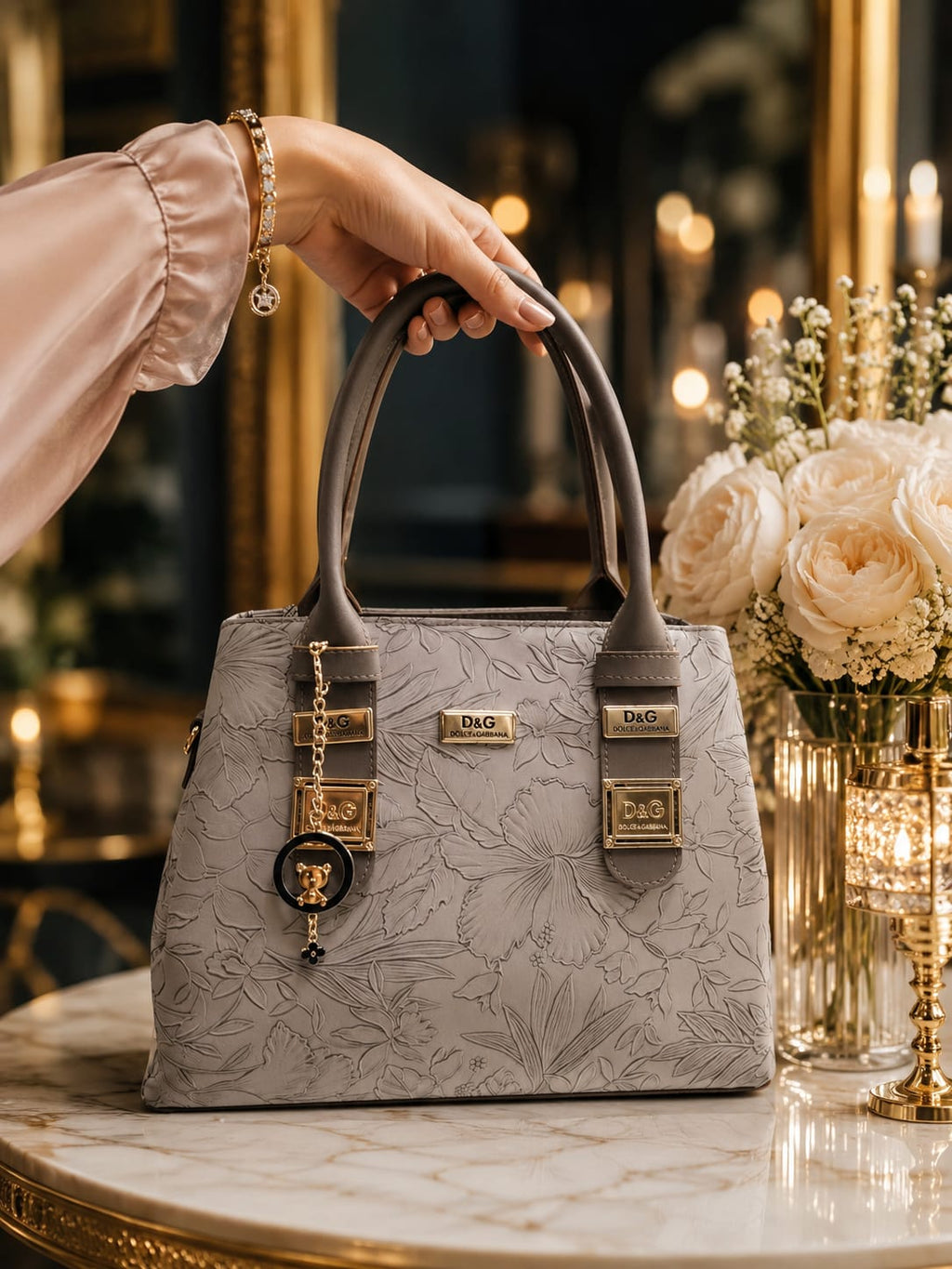 Elegant Floral Printed Premium Ladies Handbag