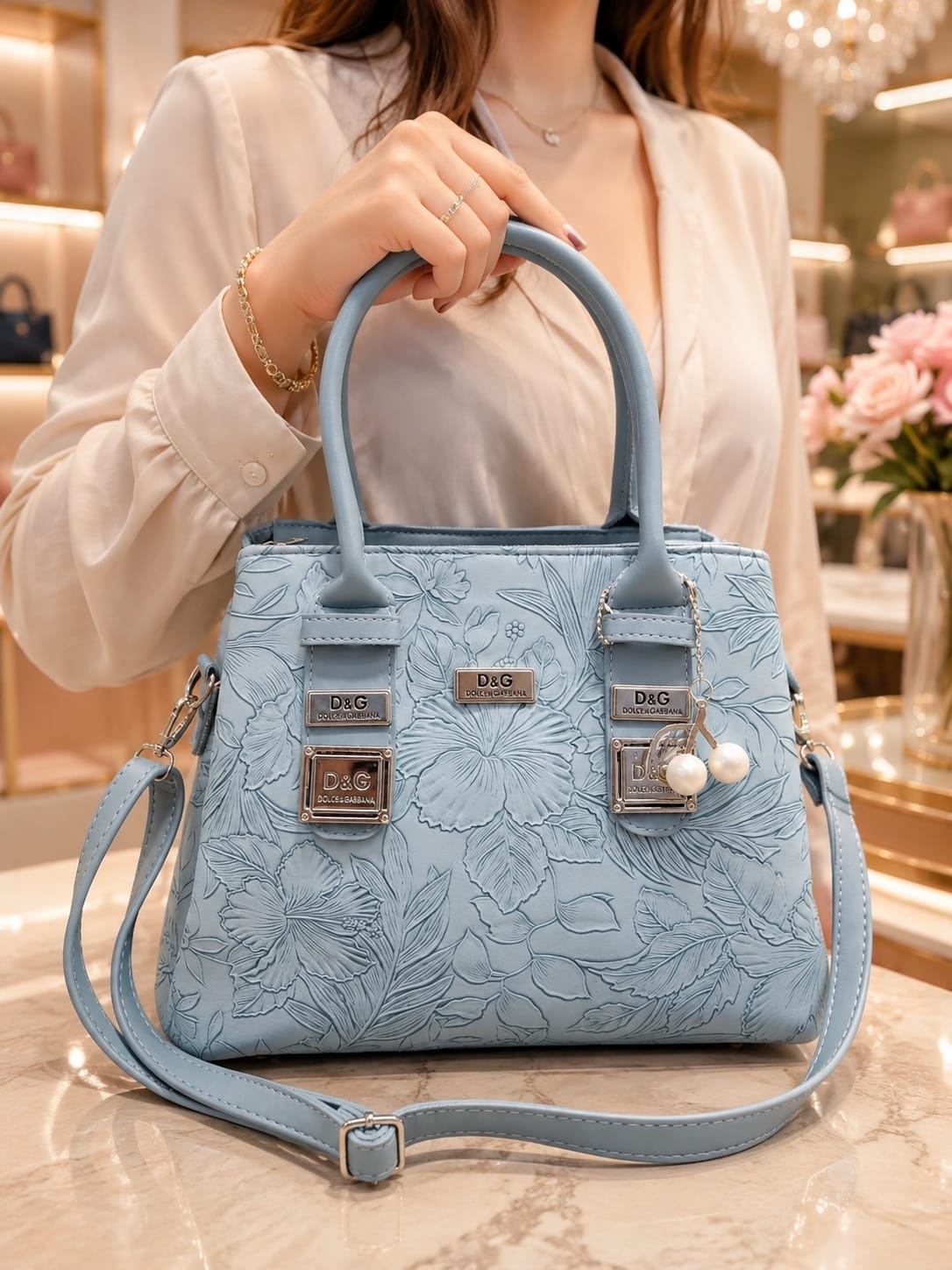 Elegant Floral Printed Premium Ladies Handbag