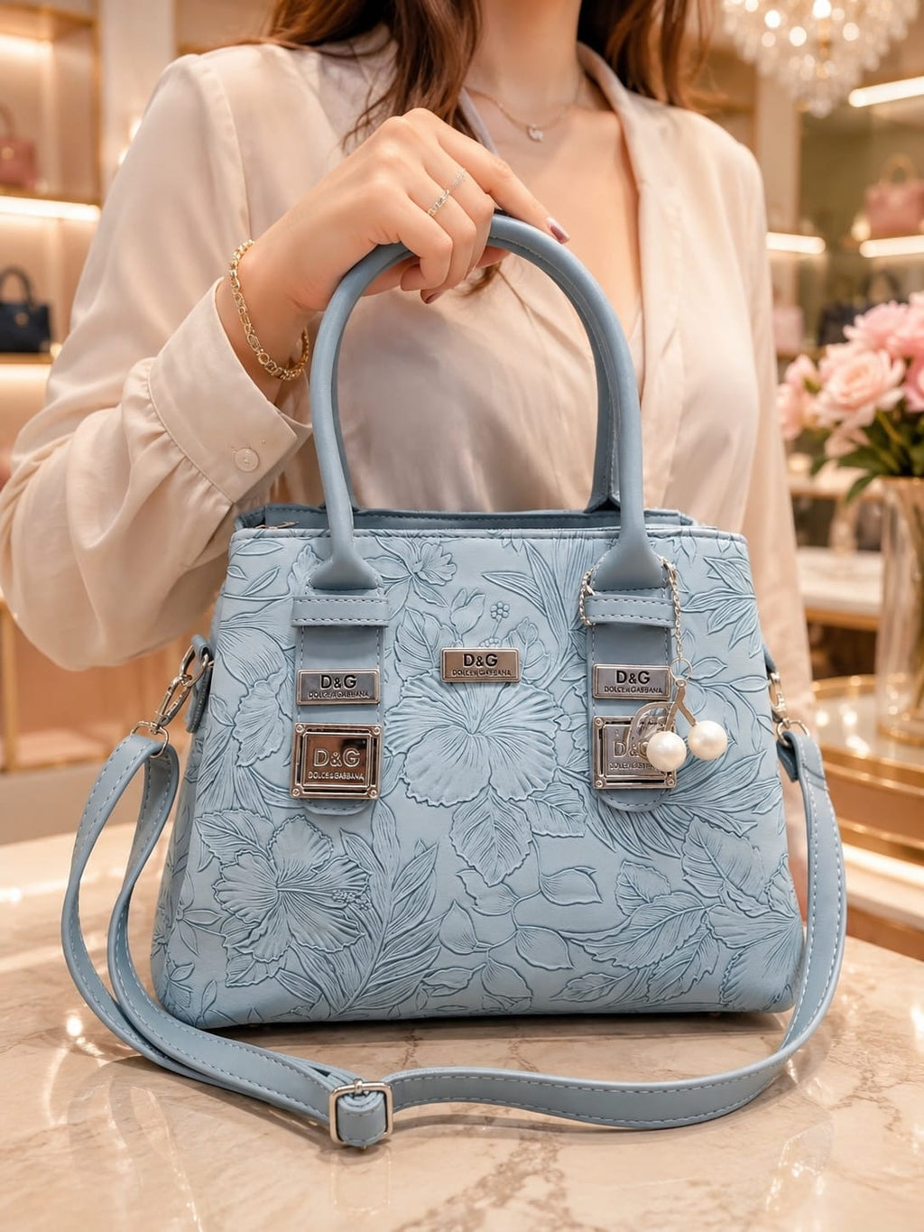 Elegant Floral Printed Premium Ladies Handbag