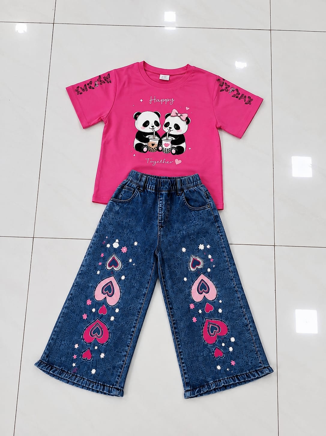 Western Girls Stylish Denim – T-Shirt & Fancy Denim Pant | 2-Piece Set