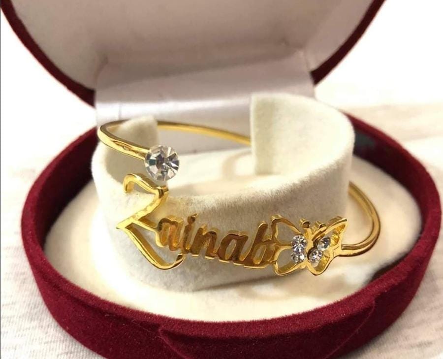Customized Name Bangle – Premium Personalized Bracelet with Gift Box