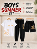 Pack of 3 Kids T-Shirt, Trouser & Shorts Set