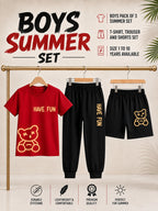Pack of 3 Kids T-Shirt, Trouser & Shorts Set
