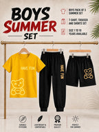 Pack of 3 Kids T-Shirt, Trouser & Shorts Set